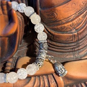 Quartz Crystal, Yogi Collection stretch layering Bracelet - genuine stone
